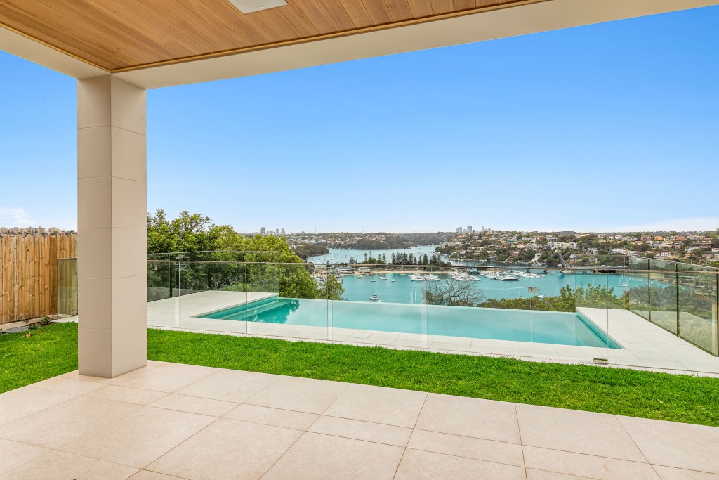 Clontarf custom home pool and harbour views